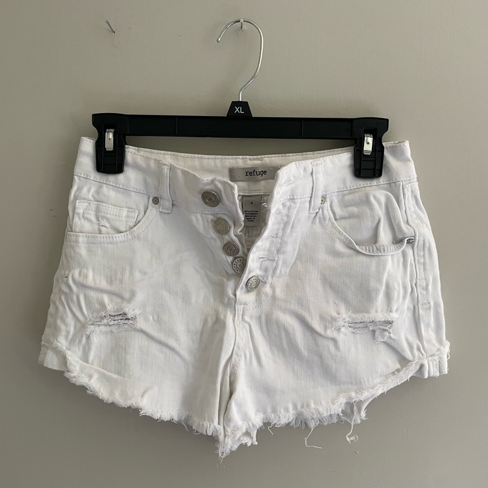White distressed jean shorts!